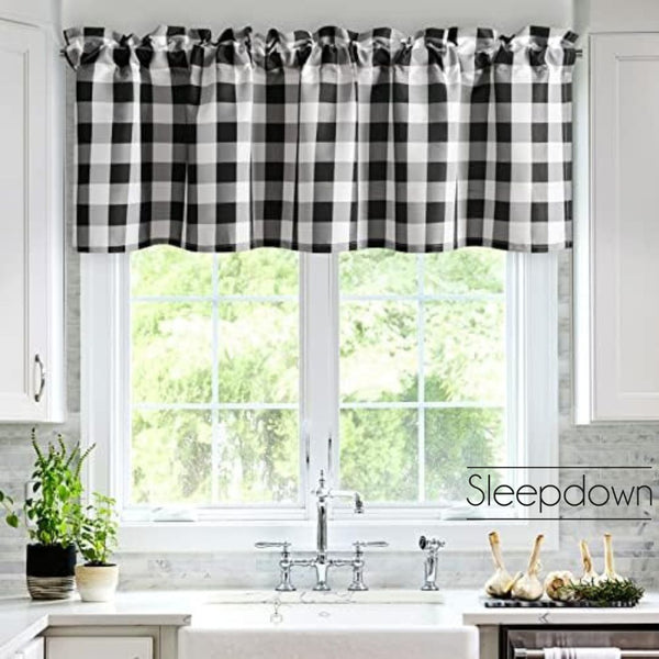 Sleepdown - Curtains Valances for Windows - Black and White