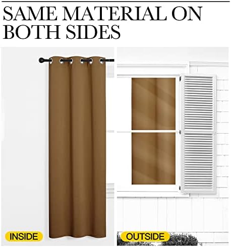 Solid Thermal Insulated Grommet Blackout Curtain - Gold Brown