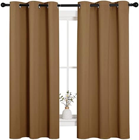 Gold Marque - Solid Thermal Insulated Grommet Blackout Curtain - Gold Brown