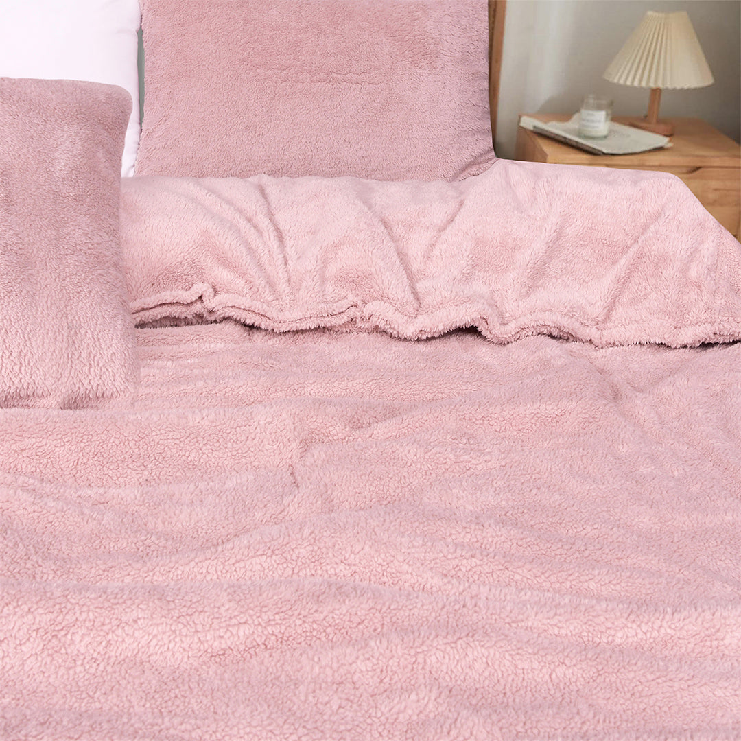 Cuddles & Cribs -Teddy Fleece Comforter Set -  Blush