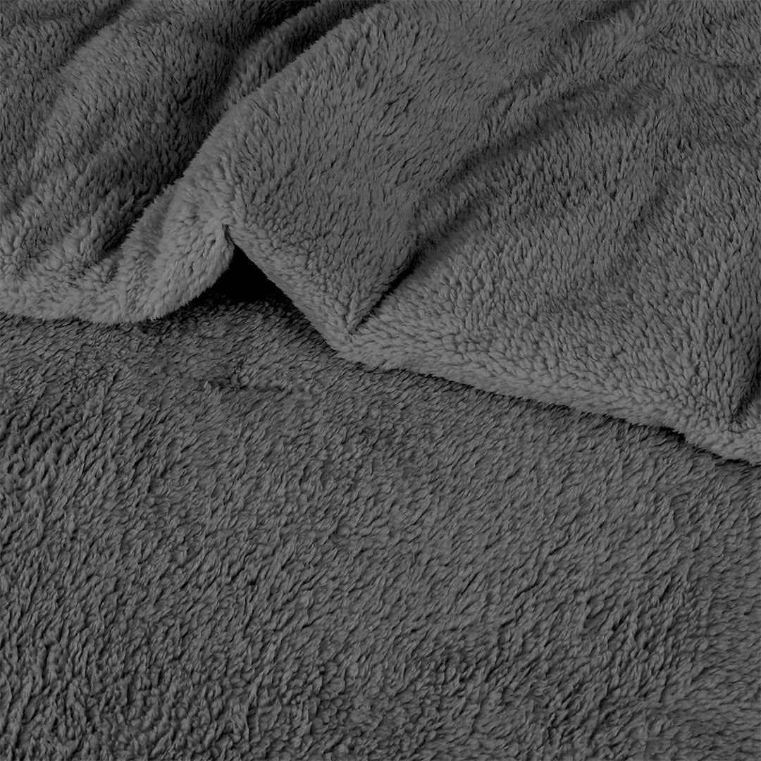 Cuddles & Cribs -Teddy Fleece Comforter Set - Charcoal