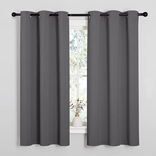 Solid Thermal Insulated Grommet Blackout Curtain-Grey