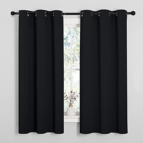Solid Thermal Insulated Grommet Blackout Curtain-Pitch Black
