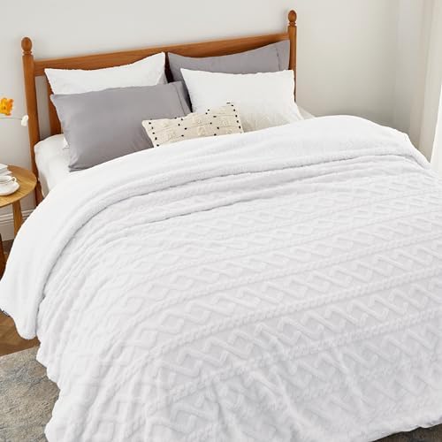 Enviohome- Sherpa Blanket for Bed-- White