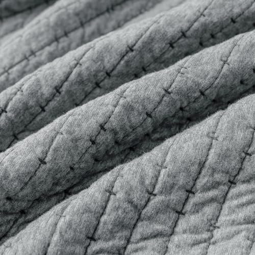 Enviohome -Reversible Striped Cotton Geometric Pattern Bedspread- Grey