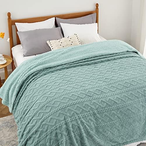 Enviohome- Sherpa Blanket for Bed--Sage Green