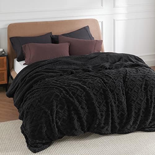 Enviohome- Sherpa Blanket for Bed - Black