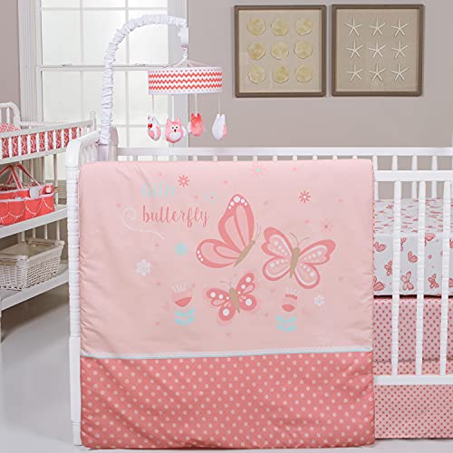 Cuddles & Cribs 4 Pcs Baby Girl Crib Bedding Set - 100% Cotton Crib Sheets, 100% Polyester Reversible Comforter and Crib Skirt