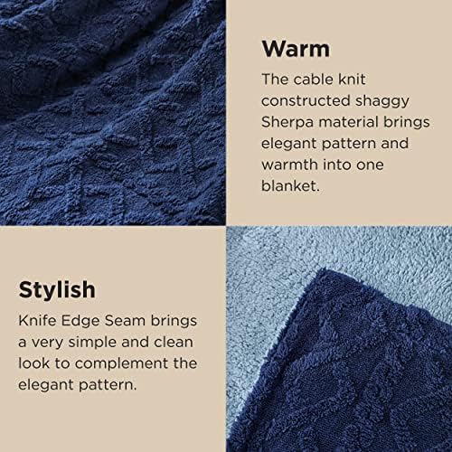 Enviohome- Sherpa Blanket for Bed- - Navy
