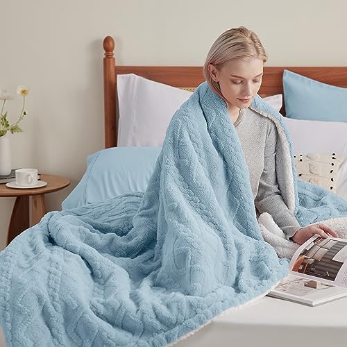 Enviohome- Sherpa Blanket for Bed- Blue