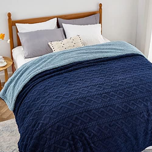 Enviohome- Sherpa Blanket for Bed- - Navy