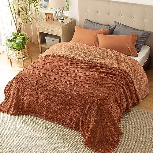 Enviohome- Sherpa Blanket for Bed- Orange