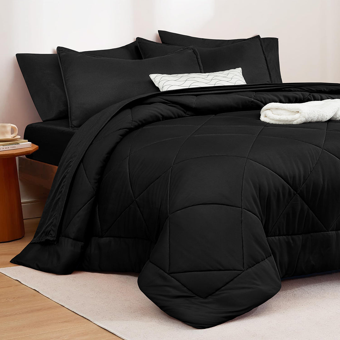 Sleepdown 7 Piece Comforter Set - Black