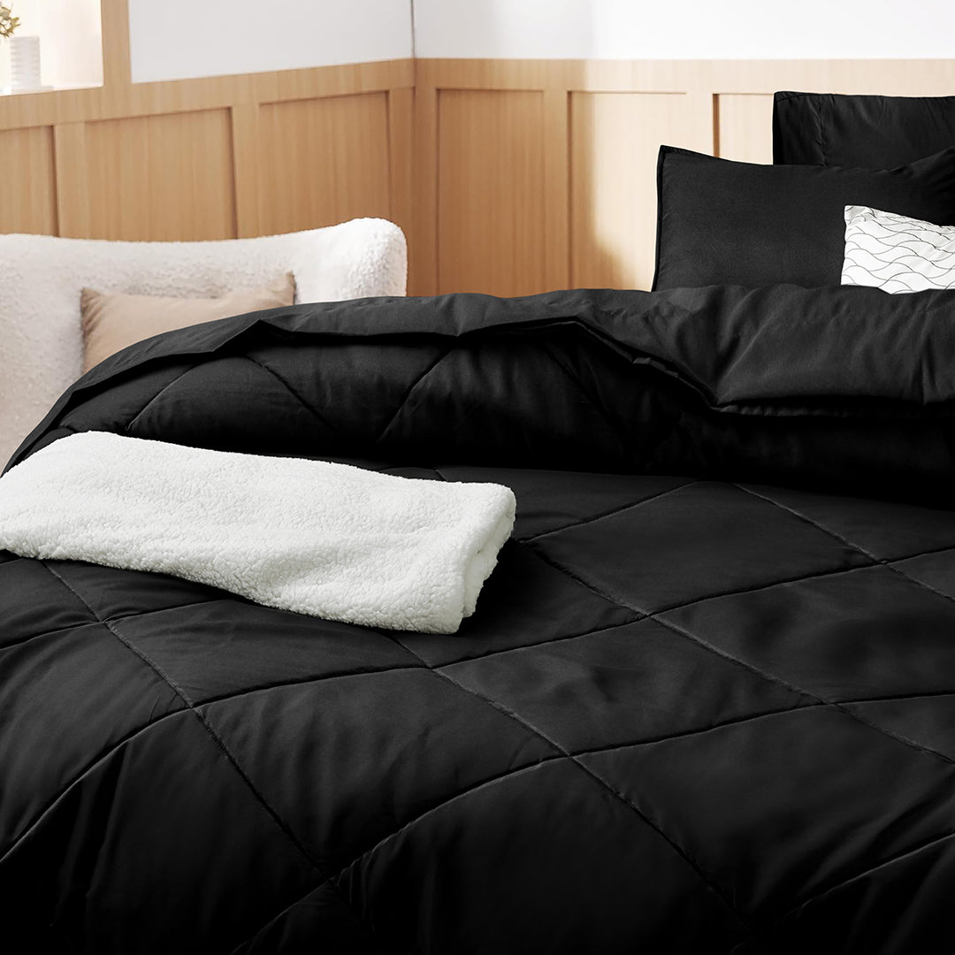 Sleepdown 7 Piece Comforter Set - Black