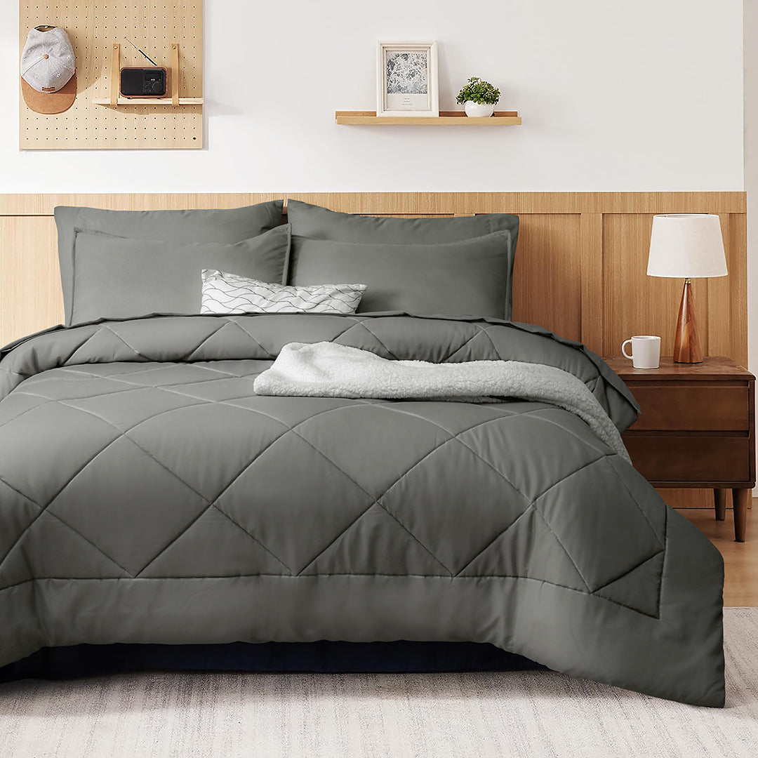 Sleepdown 7 Piece Comforter Set -DARK GREY