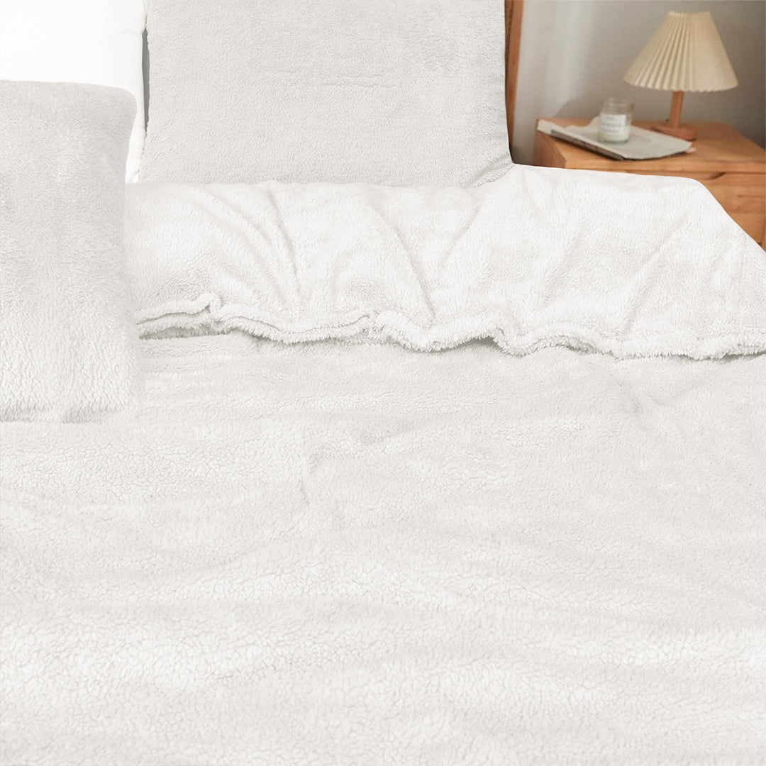 Teddy Fleece Comforter Set - Cream