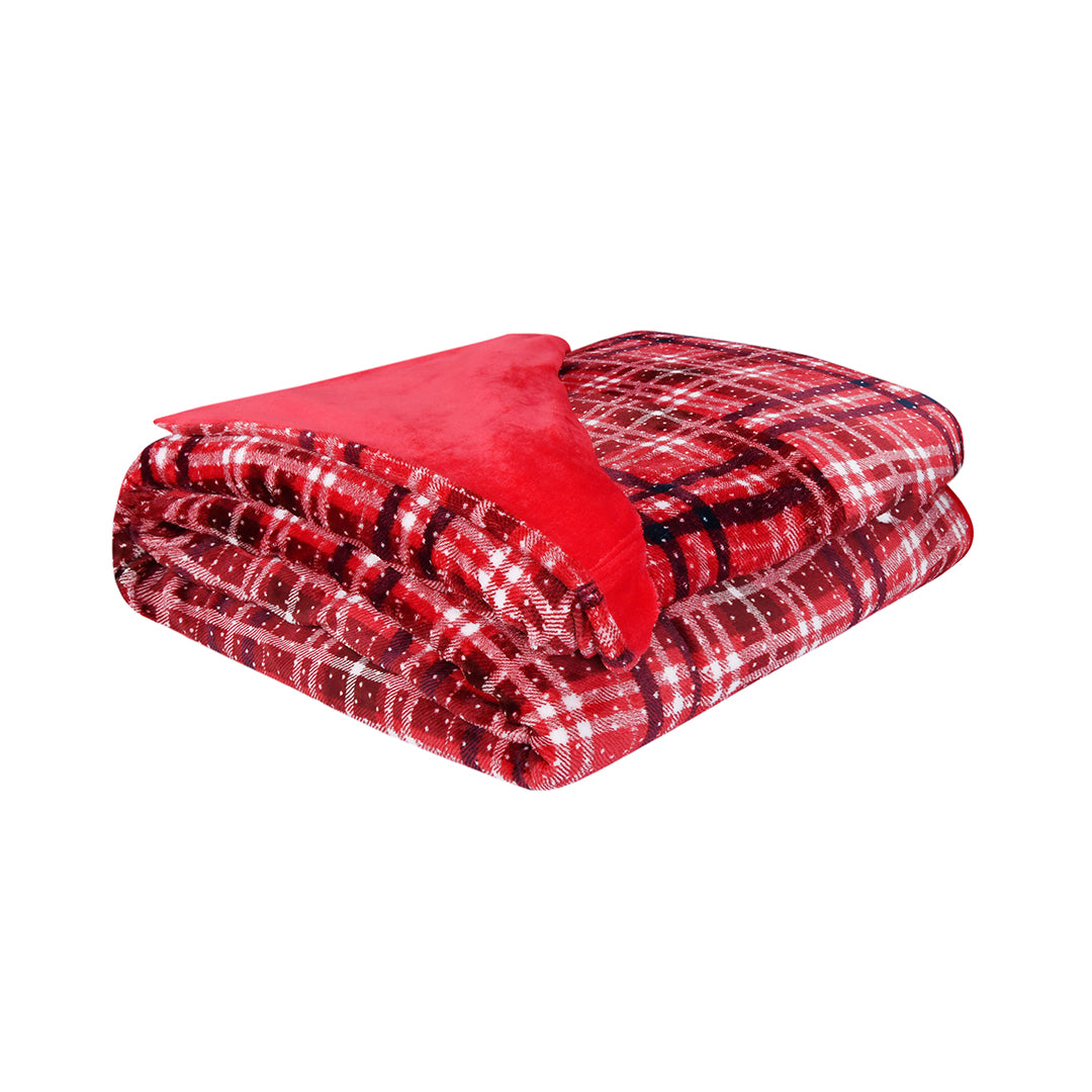 Teddy Fleece Blanket - Check Red Front