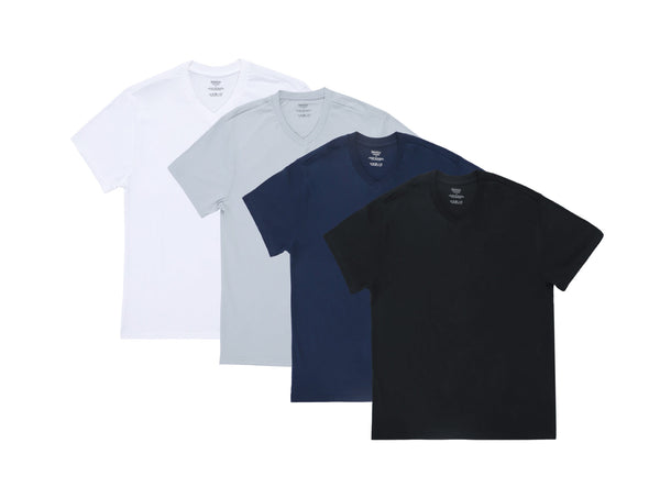 100% Cotton V Neck Tees, Pack of 4