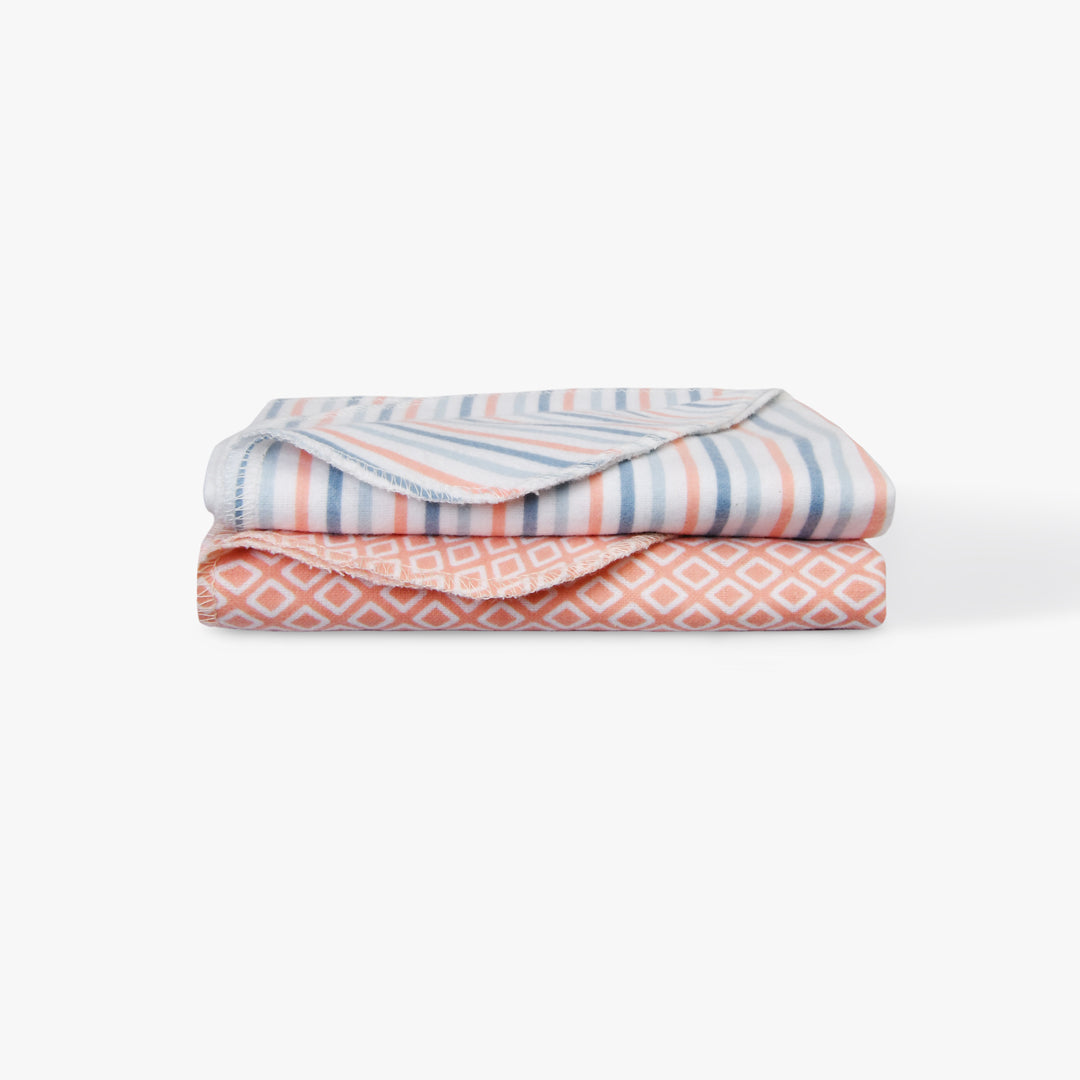 Diamons & Stripes - 2 Pack Cotton Flannel Receiving Blankets