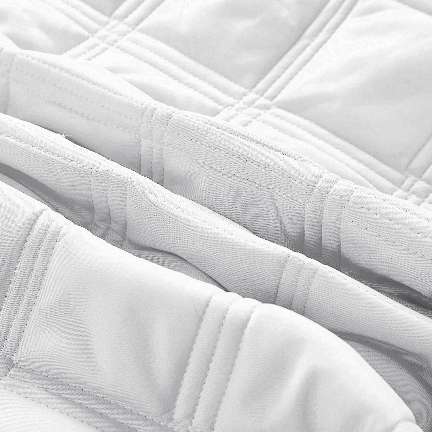 3 Pc Cotton Solid Quilt Set - White
