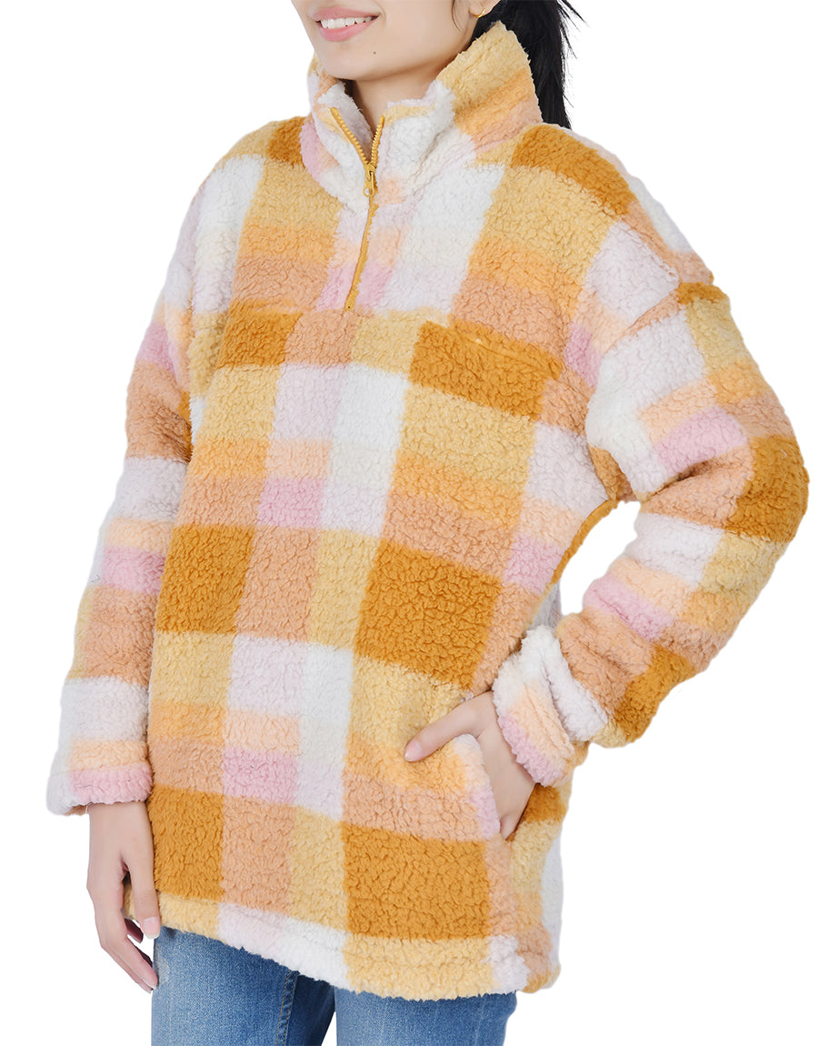 Hampton Ridge Women's  Long Sleeve Fuzzy Sherpa Fleece Zip-Up Sweatshirt