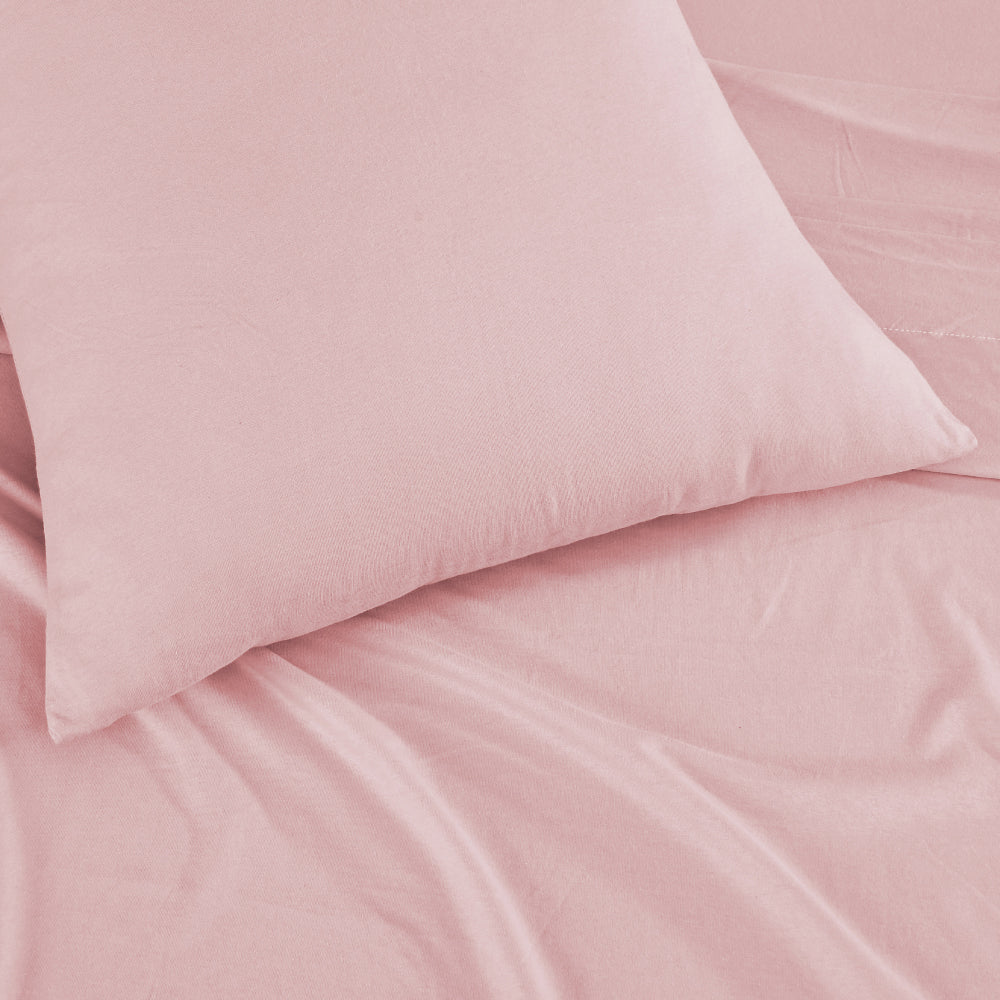 Light Pink - Cotton Jersey Bed Sheet Set