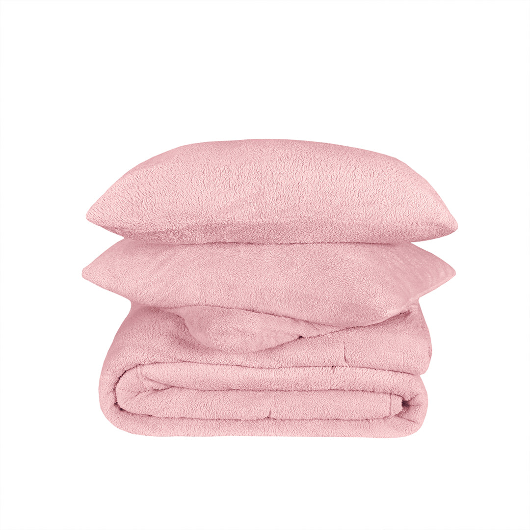 Teddy Fleece Comforter Set -  Blush