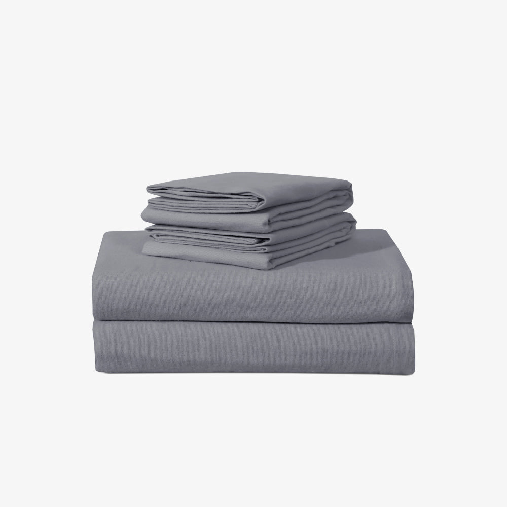Double Brushed Flannel Sheets -Frost Grey