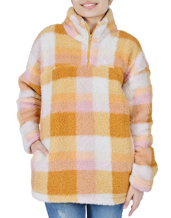 Hampton Ridge Women's  Long Sleeve Fuzzy Sherpa Fleece Zip-Up Sweatshirt