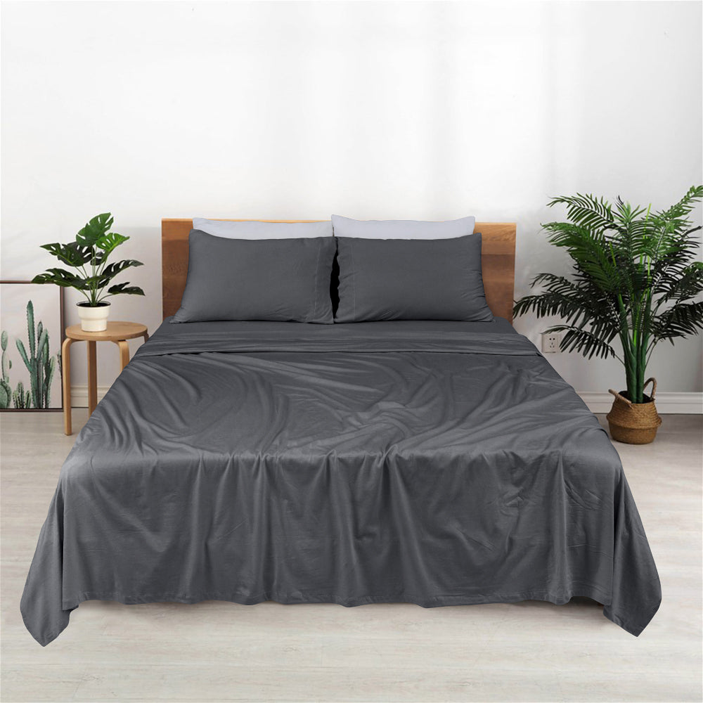 Charcoal - Cotton Jersey Bed Sheet Set