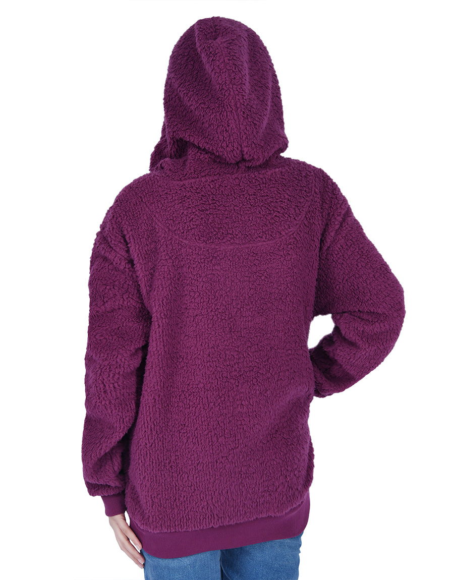Hampton Ridge Women's Oversized Pullover Hooded Sweatshirt with Pockets -AMARANTH