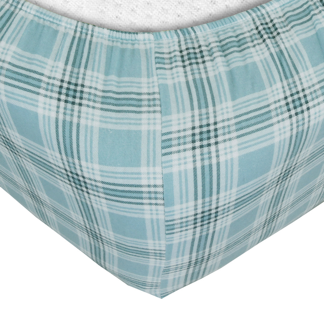 Double Brushed Flannel Sheet Set -Grey Plaid