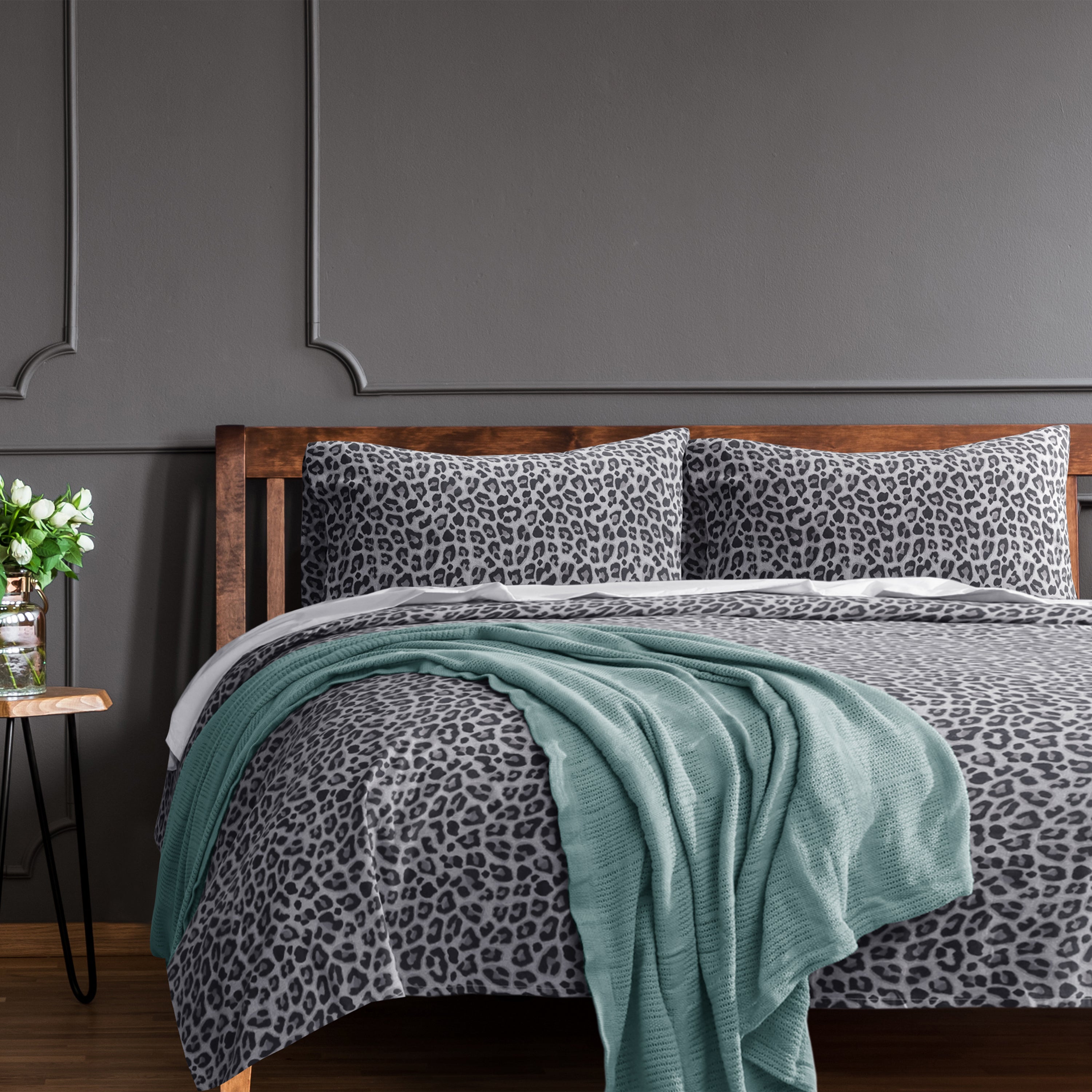 Leopard Grey - Cotton Sheet Set