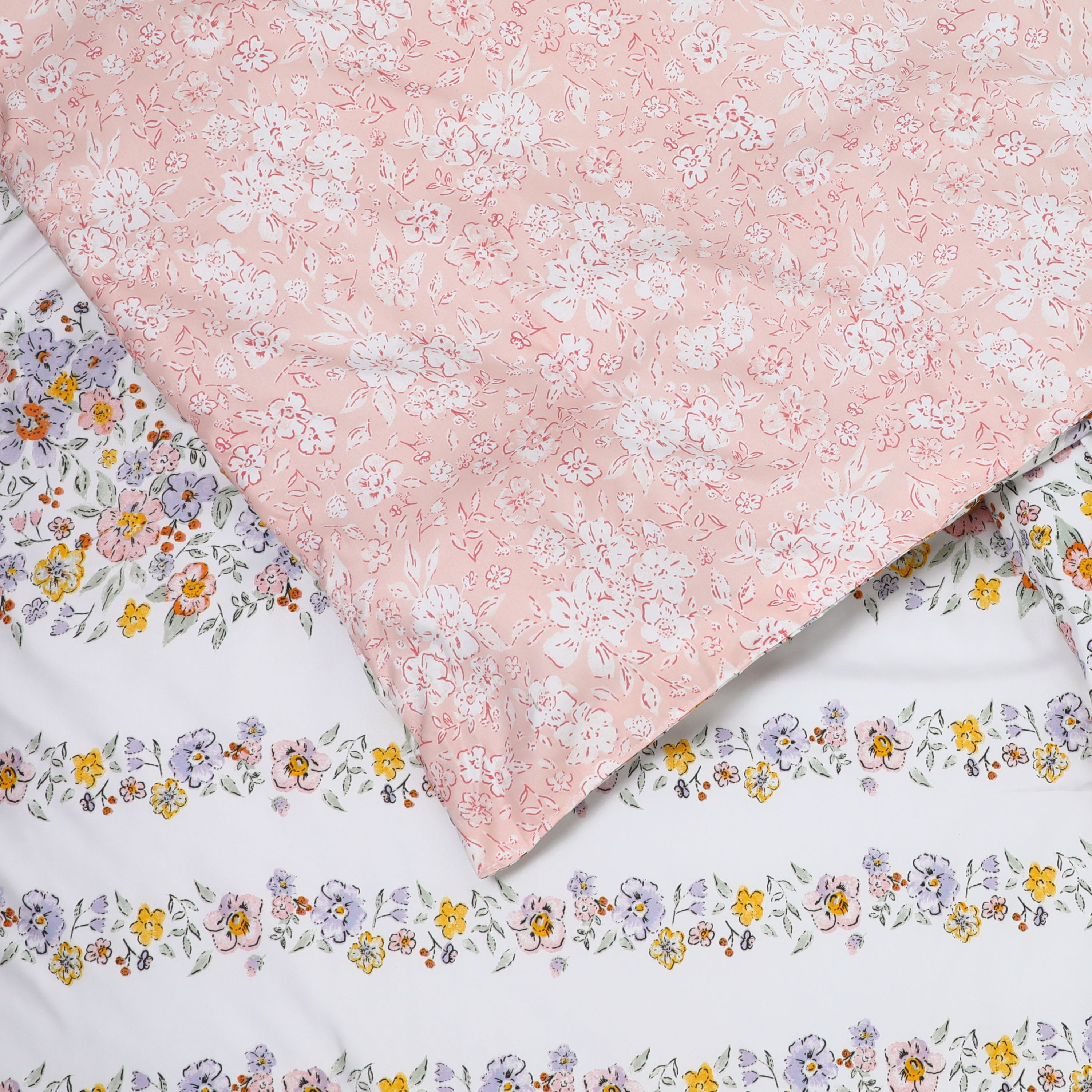 3 Piece Microfiber Comforter Set -Pink Floral