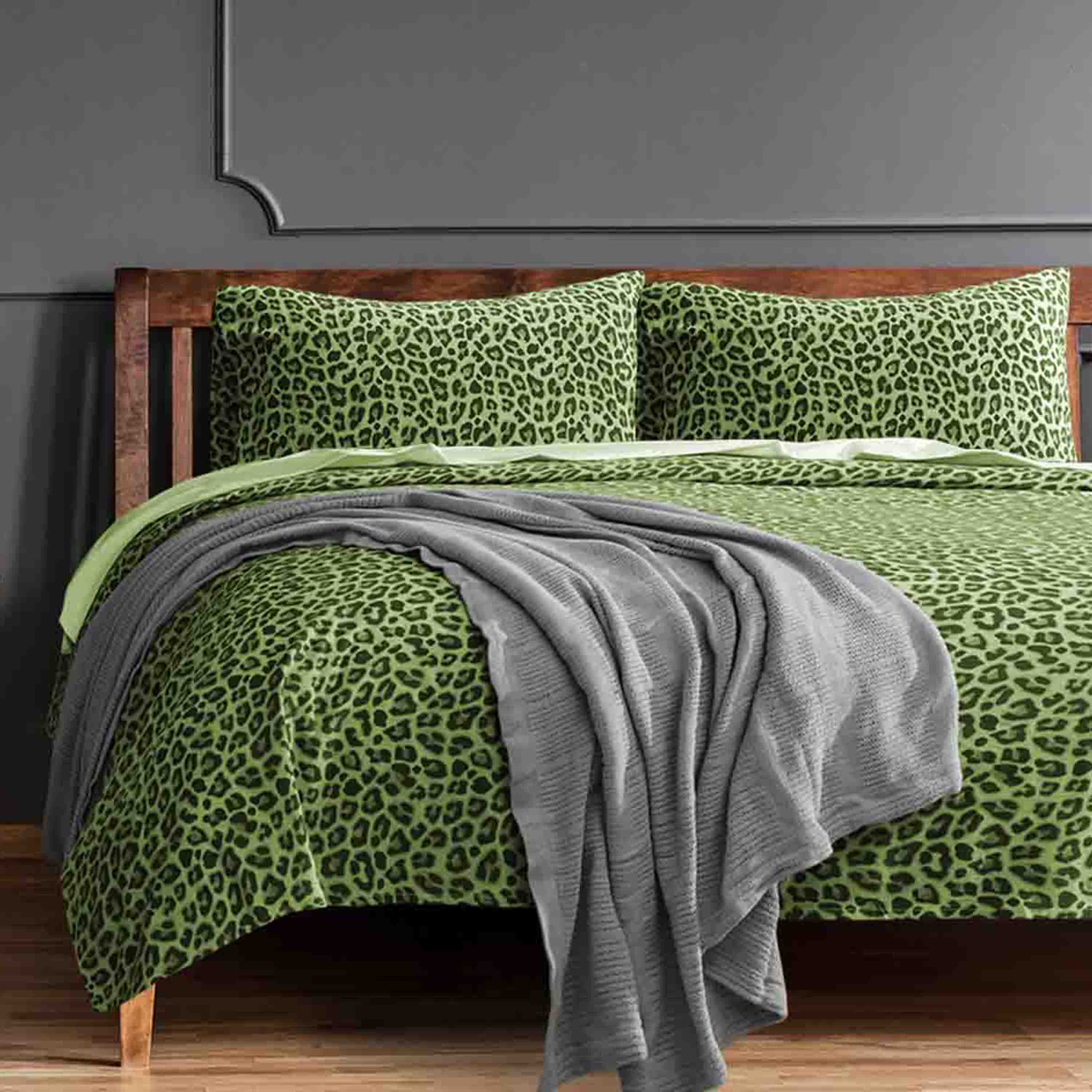Leopard Lime - Cotton Sheet Set